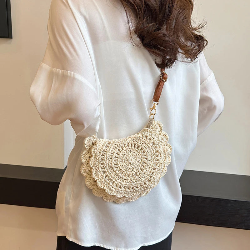 Sac bandoulière selle tissé vintage