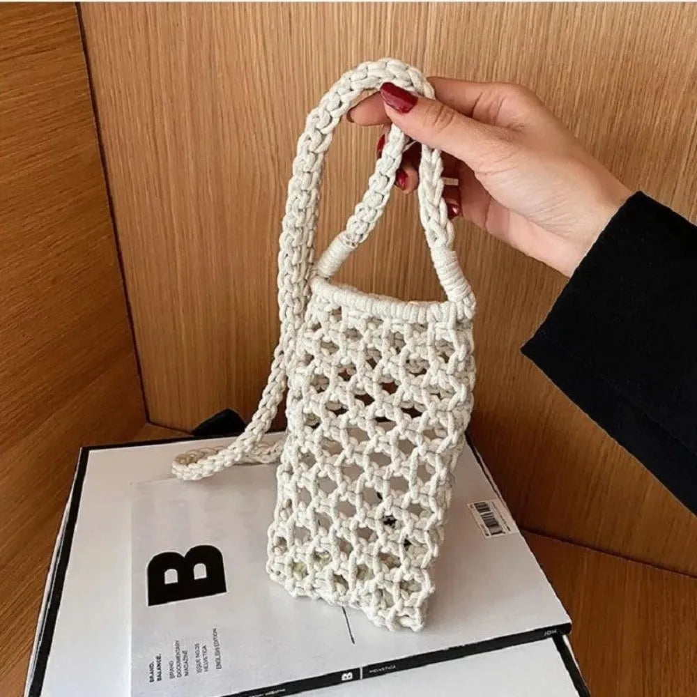 Sac bandoulière pour téléphone en crochet de fil de laine