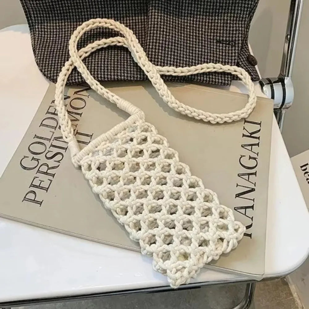 Sac bandoulière pour téléphone en crochet de fil de laine