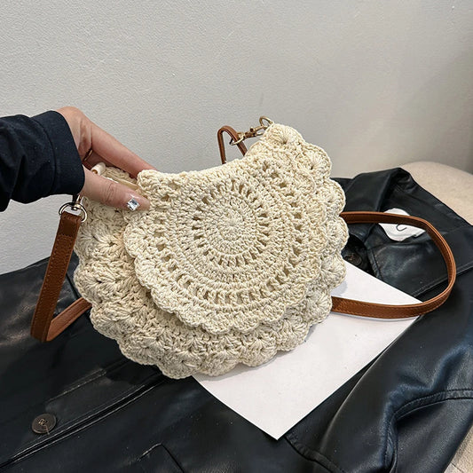 Borsa a tracolla vintage intrecciata a sella