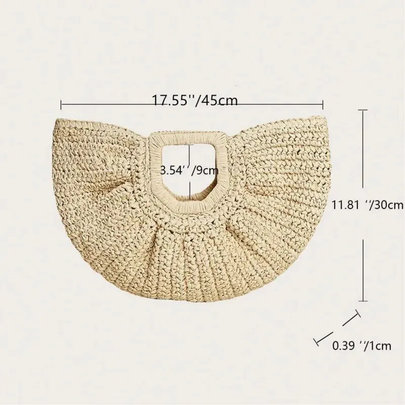 Borsa tote a mezzaluna in rattan