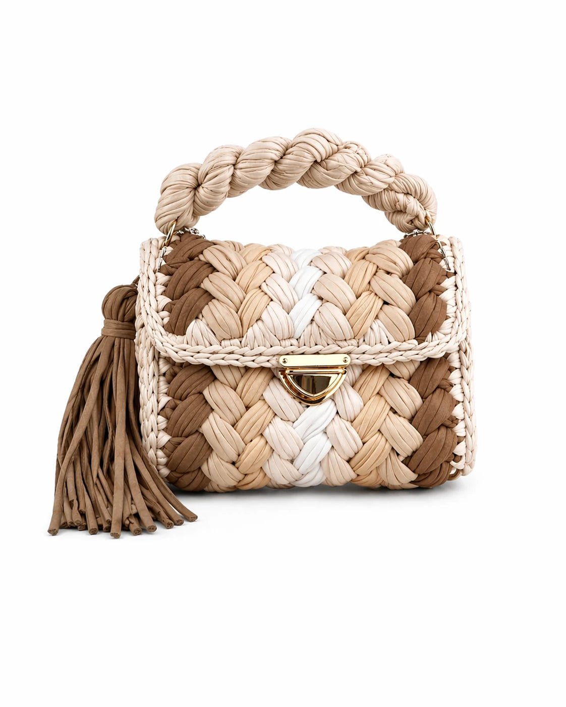 Pastel Dream Woven Handbag - Pearl & TickPastel Dream Woven HandbagHandbagsPearl & TickPearl & TickPASTEL-CMBcamel brownElegant woven handbag featuring a braided handle and a statement tassel, set against a clean white background.